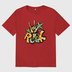 Футболка оверсайз мужская Граффити Rock party, цвет: красный