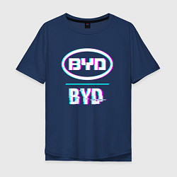 Мужская футболка оверсайз Значок BYD в стиле glitch