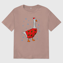 Мужская футболка оверсайз Гусь новогодний