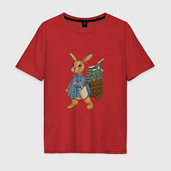 Мужская футболка оверсайз Кролик готовится к Новому Году 2023