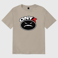 Футболка оверсайз мужская Onyx - black logo, цвет: миндальный