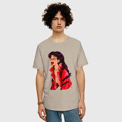 Футболка оверсайз мужская Мисато Кацураги ahegao, цвет: миндальный — фото 2