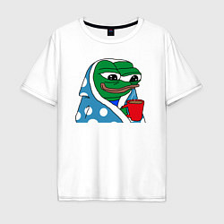 Футболка оверсайз мужская Frog Pepe мем, цвет: белый