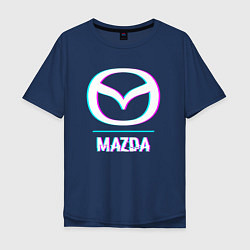 Мужская футболка оверсайз Значок Mazda в стиле glitch
