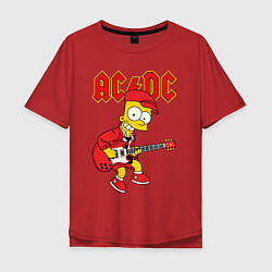 Мужская футболка оверсайз AC DC Барт Симпсон