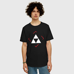 Футболка оверсайз мужская Символ Zelda в красном ромбе, цвет: черный — фото 2