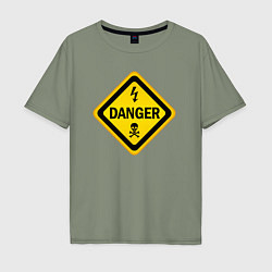 Мужская футболка оверсайз Знак - опасно для жизни