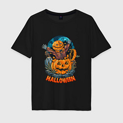 Футболка оверсайз мужская Halloween Scarecrow, цвет: черный
