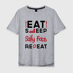 Мужская футболка оверсайз Надпись: eat sleep Sally Face repeat