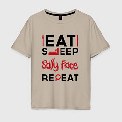 Мужская футболка оверсайз Надпись: eat sleep Sally Face repeat