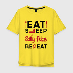 Мужская футболка оверсайз Надпись: eat sleep Sally Face repeat