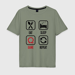 Мужская футболка оверсайз Eat - sleep - God of War - repeat