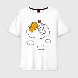 Мужская футболка оверсайз Влюбленные медвежата на облаке