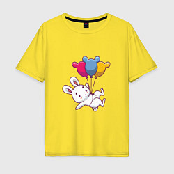 Футболка оверсайз мужская Кролик с шариками, цвет: желтый