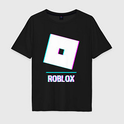 Футболка оверсайз мужская Roblox в стиле glitch и баги графики, цвет: черный