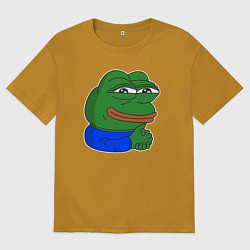 Футболка оверсайз мужская Лягушонок Пепе хитрый, цвет: горчичный