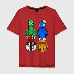 Мужская футболка оверсайз Радужные друзья: Зеленый, Синий, Оранжевый и Красн