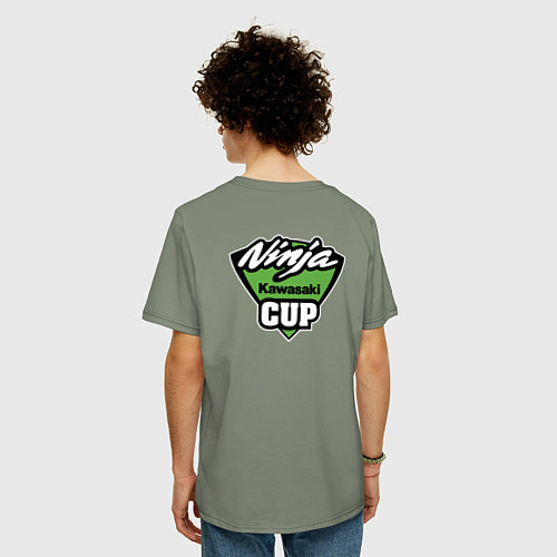 Мужская футболка оверсайз Kawasaki Ninja Cup - Девушка за рулём / Авокадо – фото 4
