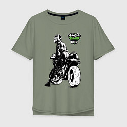 Мужская футболка оверсайз Kawasaki Ninja Cup - Девушка за рулём