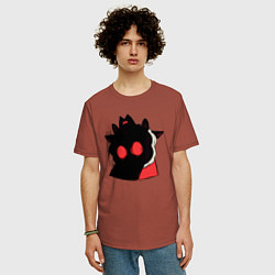 Футболка оверсайз мужская Cult of the Lamb - Овечка в испуге, цвет: кирпичный — фото 2