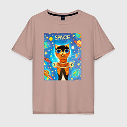 Мужская футболка оверсайз Кот - Повелитель Вселенной