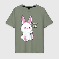 Мужская футболка оверсайз Милый кролик happy