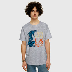 Футболка оверсайз мужская Меньше думай - больше живи, цвет: меланж — фото 2
