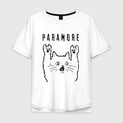 Футболка оверсайз мужская Paramore - rock cat, цвет: белый