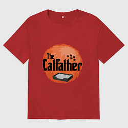 Футболка оверсайз мужская Cat father, цвет: красный