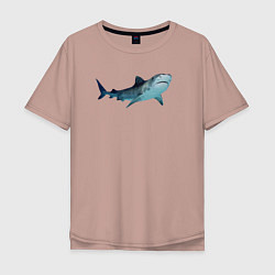 Футболка оверсайз мужская Realistic shark, цвет: пыльно-розовый