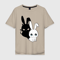 Мужская футболка оверсайз Милый кролик - ангелочек или дьяволёнок?