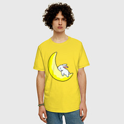 Футболка оверсайз мужская Кролик на полумесяце, цвет: желтый — фото 2