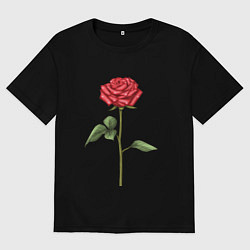 Футболка оверсайз мужская Роза красная, цвет: черный