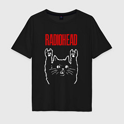 Мужская футболка оверсайз Radiohead рок кот