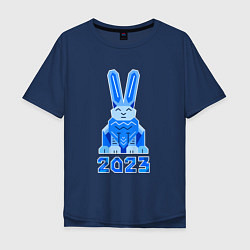 Футболка оверсайз мужская Геометрический синий кролик 2023, цвет: тёмно-синий