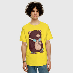 Футболка оверсайз мужская Walking bear, цвет: желтый — фото 2