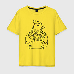 Мужская футболка оверсайз Довольная курица