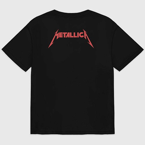 Мужская футболка оверсайз Metallica skull / Черный – фото 2