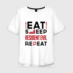 Мужская футболка оверсайз Надпись: eat sleep Resident Evil repeat