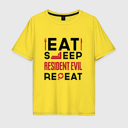Мужская футболка оверсайз Надпись: eat sleep Resident Evil repeat