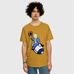 Футболка оверсайз мужская Vault boy - bomb rider, цвет: горчичный — фото 2