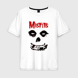 Футболка оверсайз мужская Misfits классический череп, цвет: белый