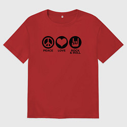 Мужская футболка оверсайз Мир любовь и рок