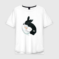Мужская футболка оверсайз Кролики Инь Янь