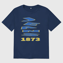 Футболка оверсайз мужская Текст джинс, цвет: тёмно-синий