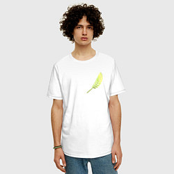 Футболка оверсайз мужская Золотой тропический лист, цвет: белый — фото 2