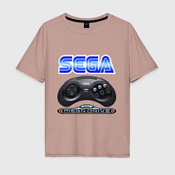 Футболка оверсайз мужская Sega - mega drive joystick, цвет: пыльно-розовый