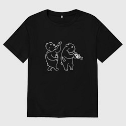 Мужская футболка оверсайз Хомяки весельчаки белые