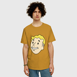 Футболка оверсайз мужская Vault boy head, цвет: горчичный — фото 2