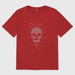 Футболка оверсайз мужская Череп хакера, цвет: красный